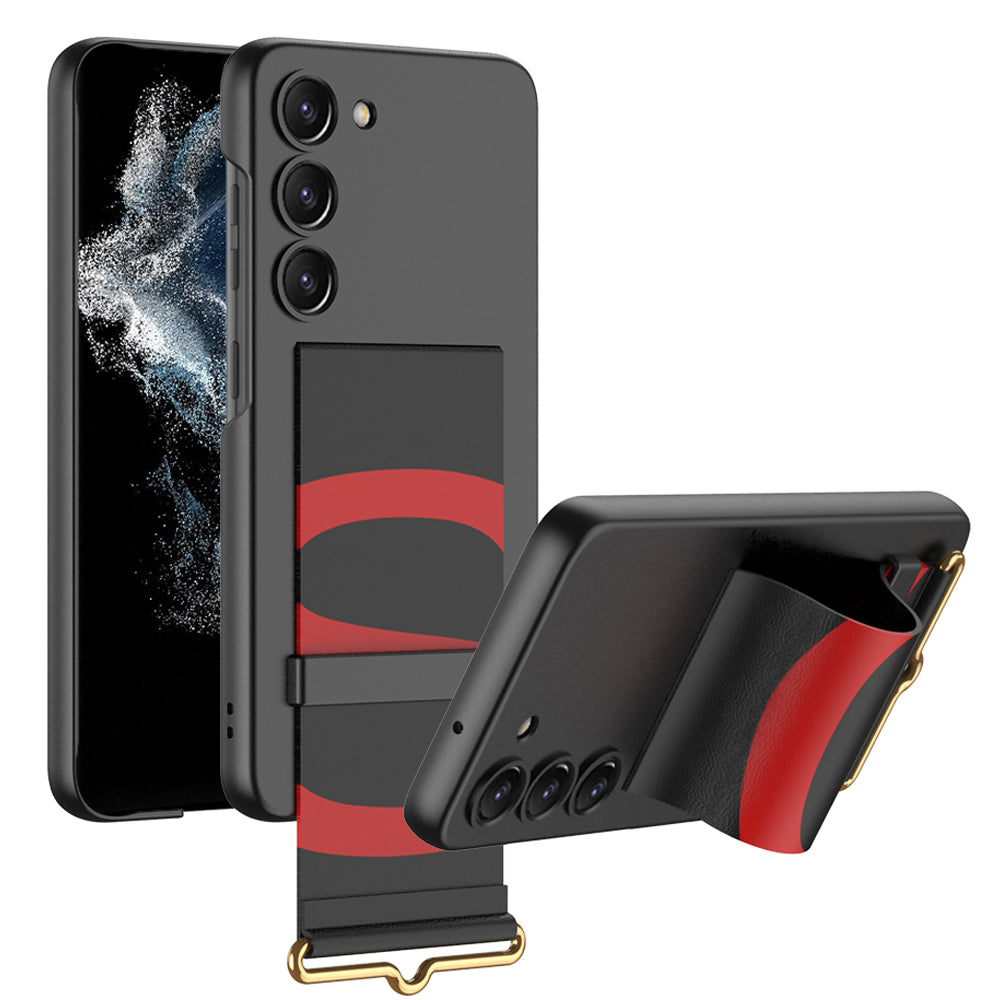 GKK til Samsung Galaxy S23 Håndbånd Kickstand Beskyttelsescover PU læderbelagt pc-telefontaske GKK til Samsung Galaxy S23 Håndbånd Kickstand Beskyttelsescover PU læderbelagt pc-telefontaske